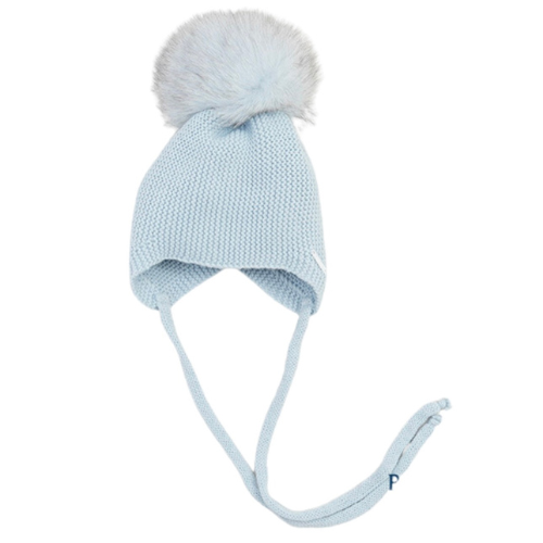 Pangasa Blue Knit Tie Pom Pom Hat