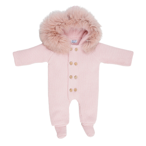 Pangasa Pink Knitted Pramsuit Nuvola Childrenswear