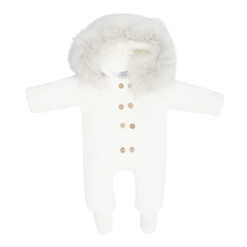 Pangasa Footless Fur Pramsuit in Marfil
