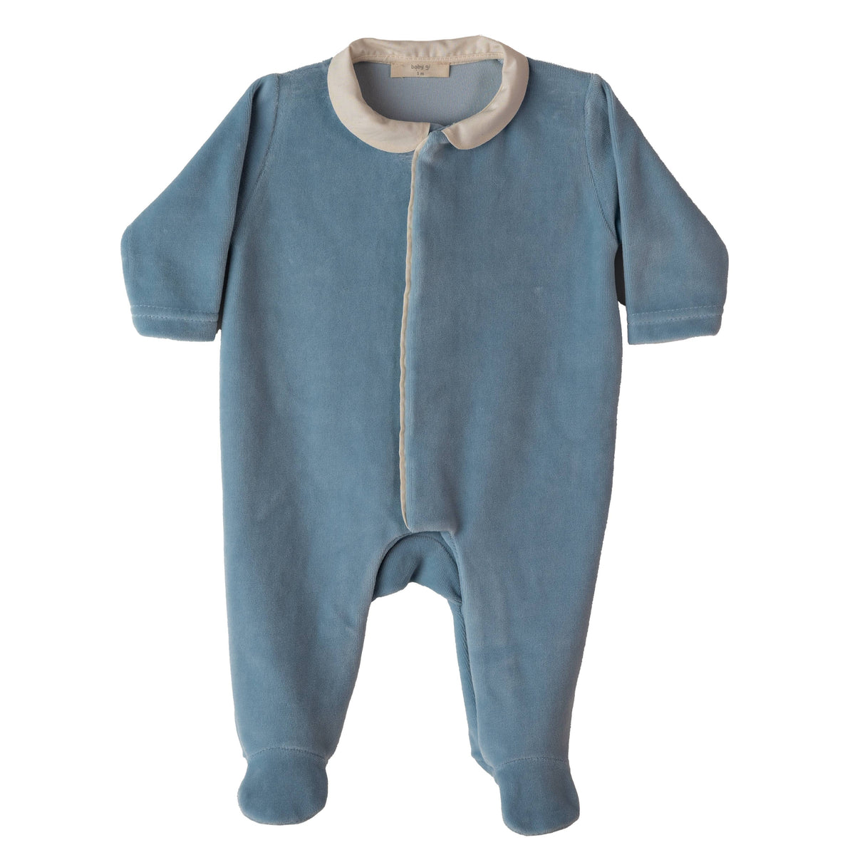 Baby Gi Stone Blue Velour Wings Babygrow