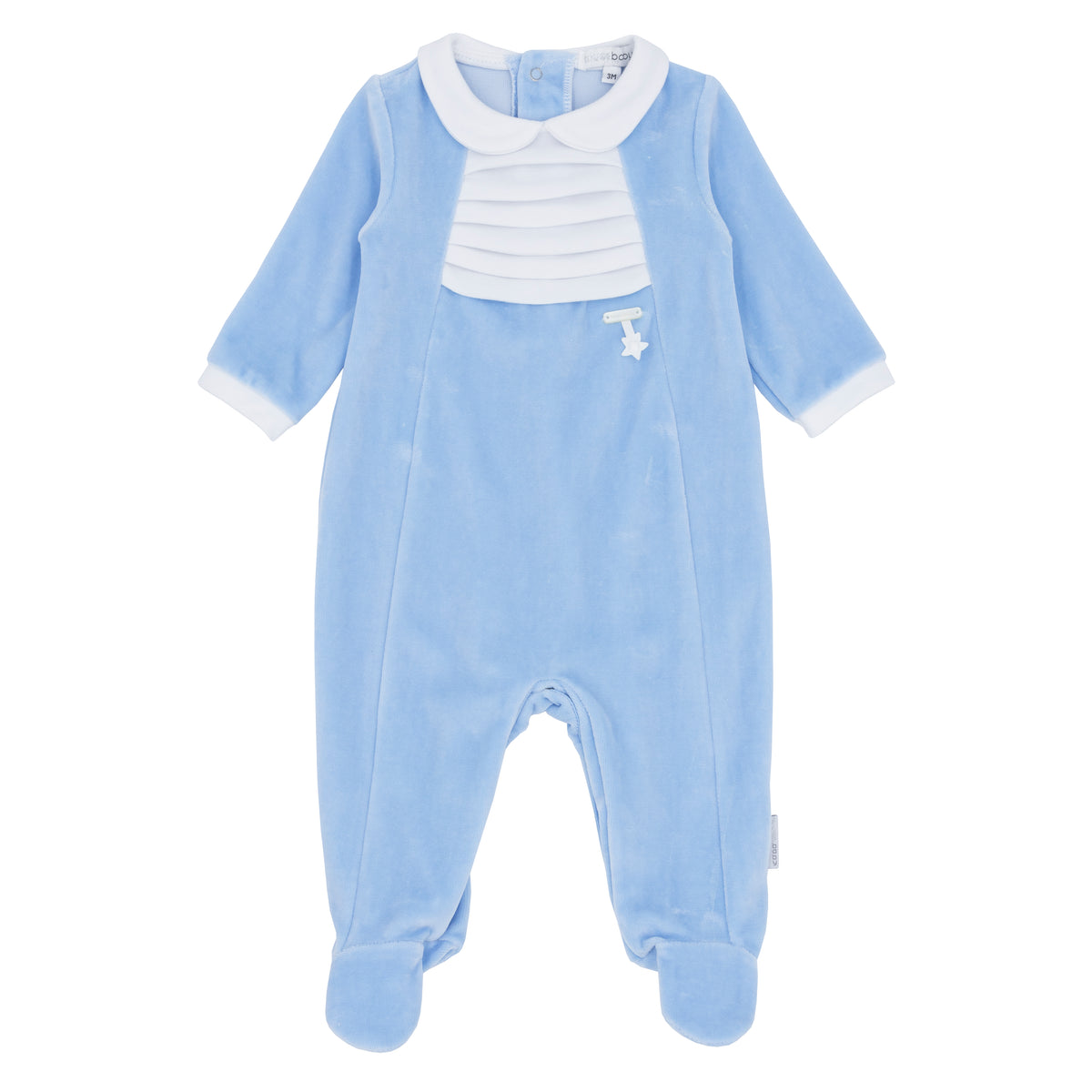 Blues Baby Blue Velour Star Babygrow