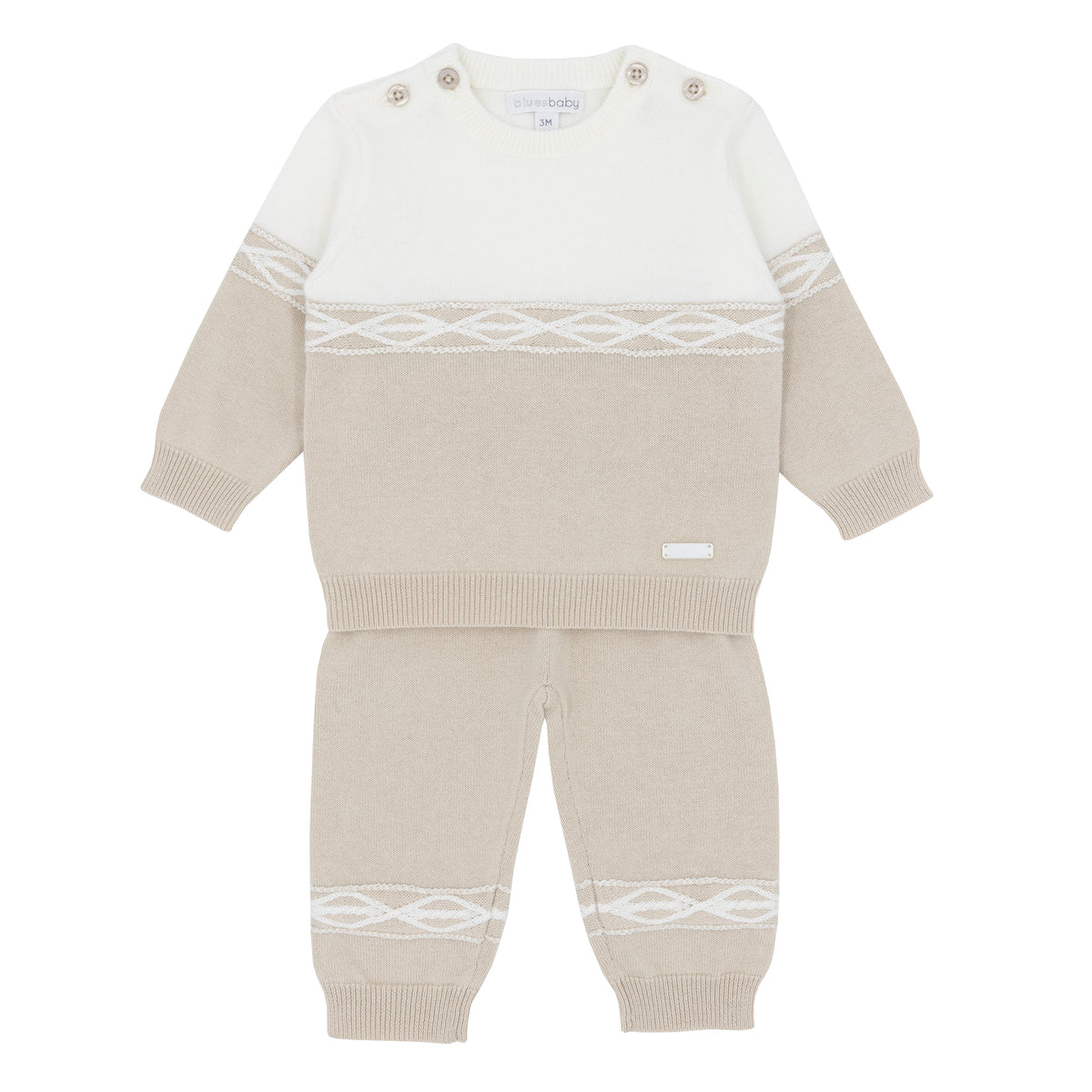 Blues Baby Beige Knit Stripe Outfit