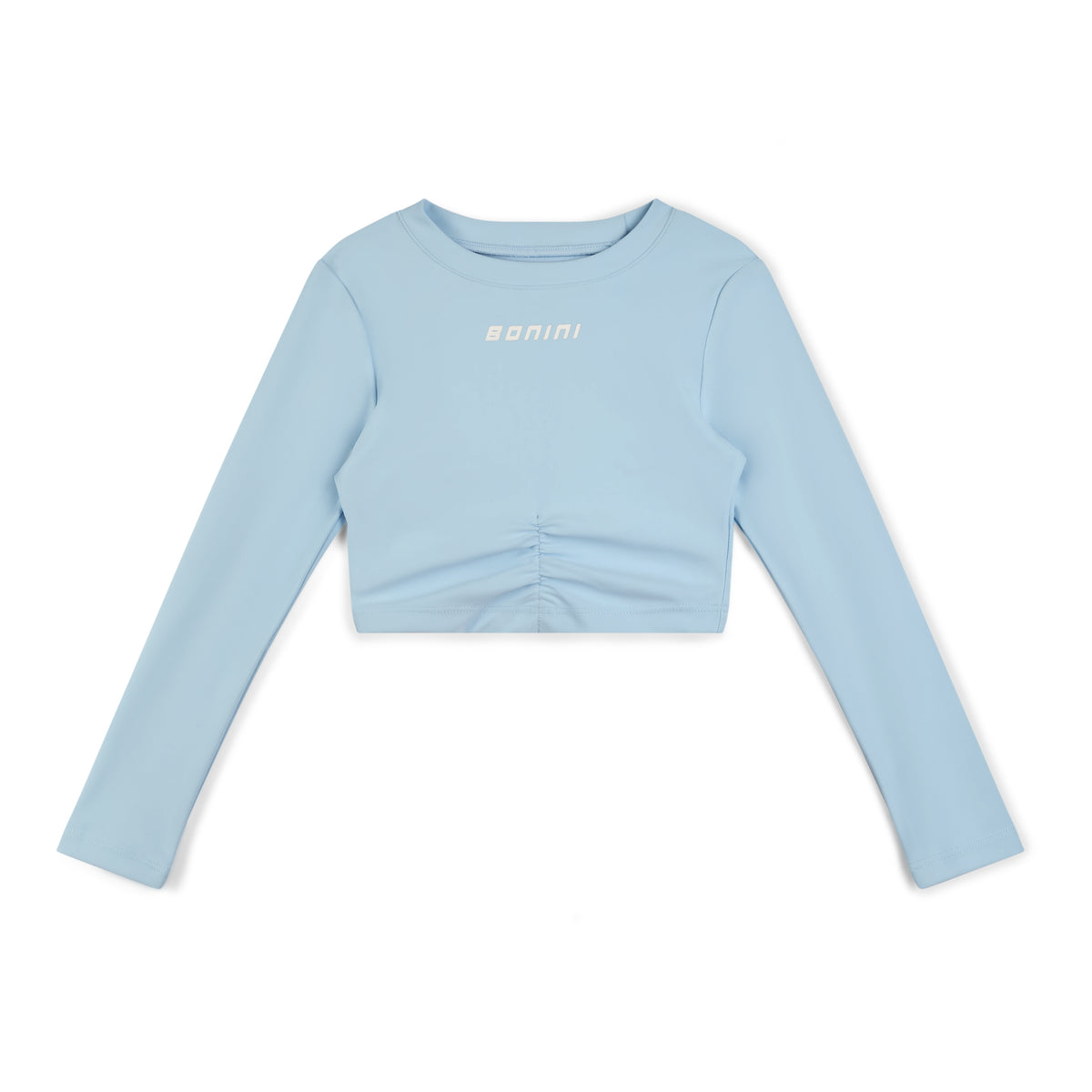 Bonini by A Dee Pale Blue Logo Long Sleeve Crop Top