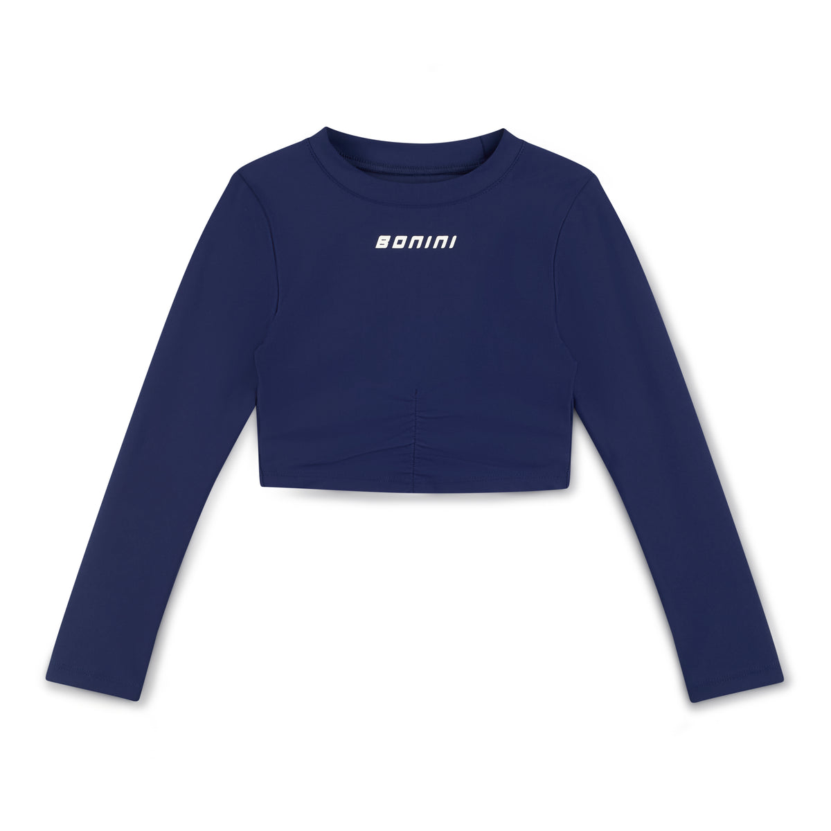 Bonini by A Dee Navy Logo Long Sleeve Crop Top