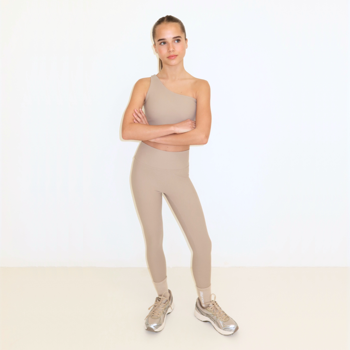 Blanca Sport Girls Taupe Ribbed Leggings Set