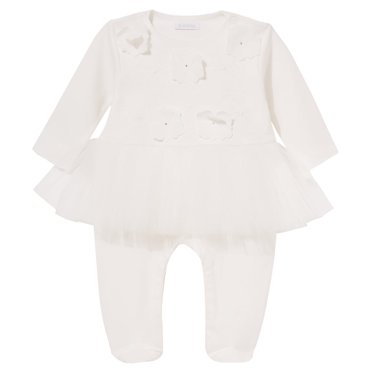 Sofija Baby Ivory Flower & Tulle Babygrow