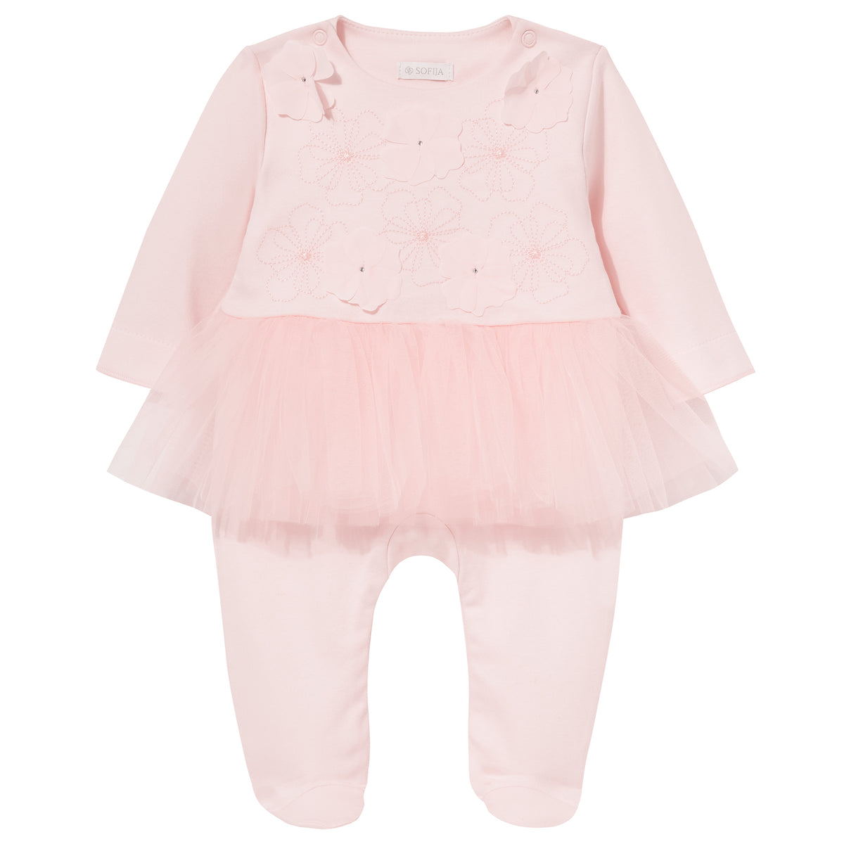 Sofija Baby Pink Flower & Tulle Babygrow