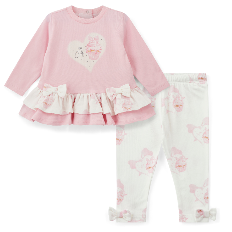Little A Baby Pink Cupcake Jade Leggings Set