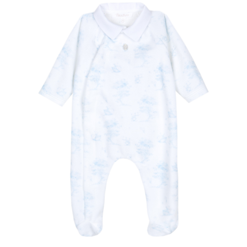 Patachou Baby Blue Toile de Jouy Babygrow