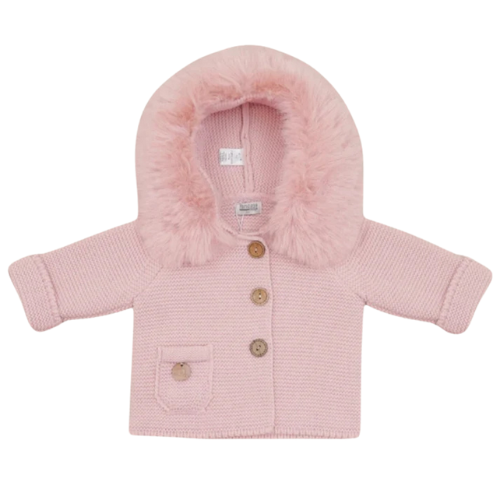 Pangasa Baby Pink Knitted Fur Cardigan Nuvola Childrenswear
