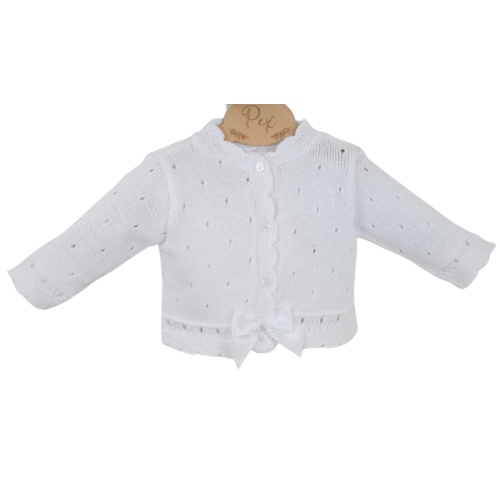 Pex Baby Girls White Miranda Bow Cardigan