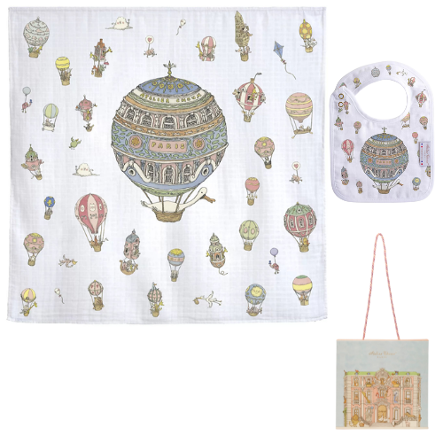 Atelier Choux Hot Air Balloon Carre & Bib Giftset