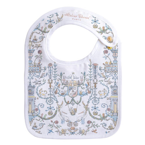 Atelier Choux Girls Bobbie Toile De Jouy Hat in Ivory