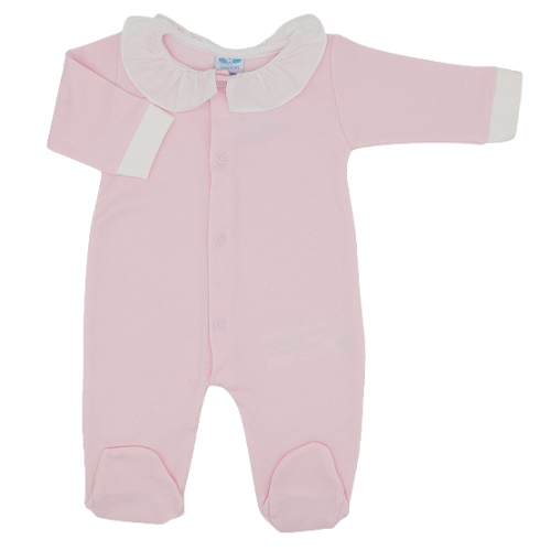 Sardon Baby Pink Frill Collar Babygrow Nuvola Childrenswear