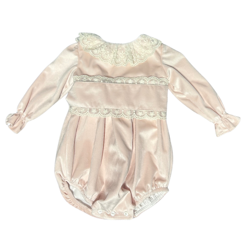 Puro Mimo Pink Velvet Lace Romper