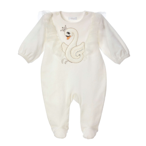 Sofija Ivory Velour Jasmina Swan Babygrow