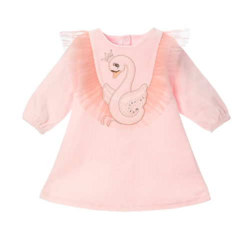 Sofija Pink Velour Jasmina Swan Dress