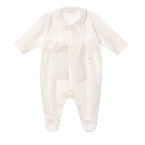 Sofija Ivory Lace & Bow Charlotte Babygrow