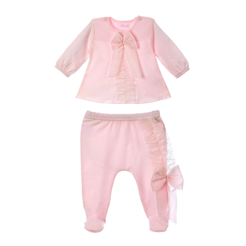 Sofija Pink Lace & Bow Charlotte Set
