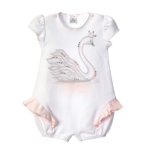 Sofija Baby White Diamante Swan Romper
