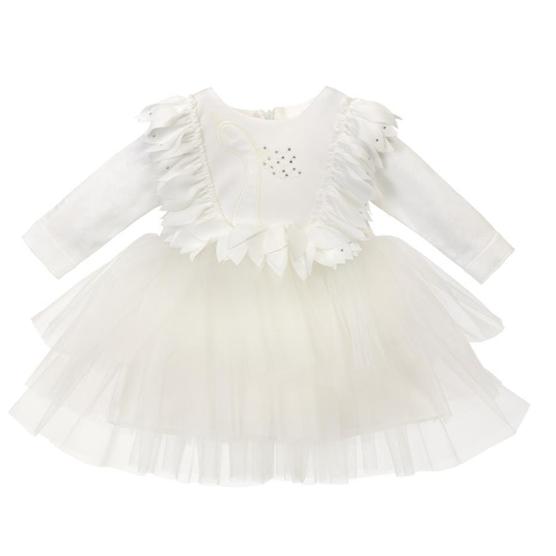 Sofija Baby Ivory Peacock Tulle Dress