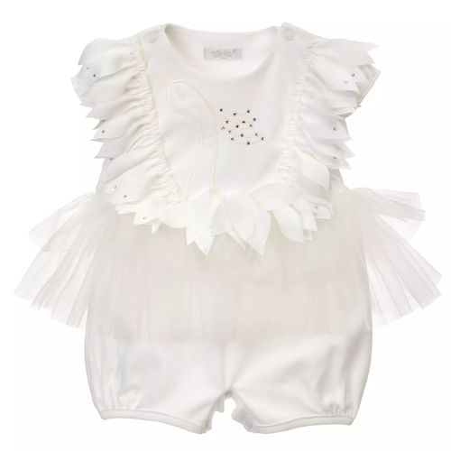 Sofija Baby Ivory Peacock Tulle Romper