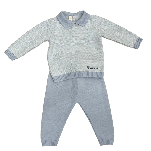 Bimbalo Boys Blue Marl Knit Polo Outfit