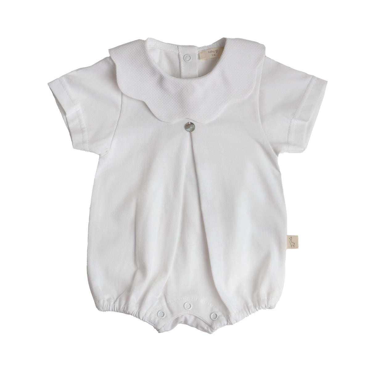 Baby Gi White Scallop Collar Romper