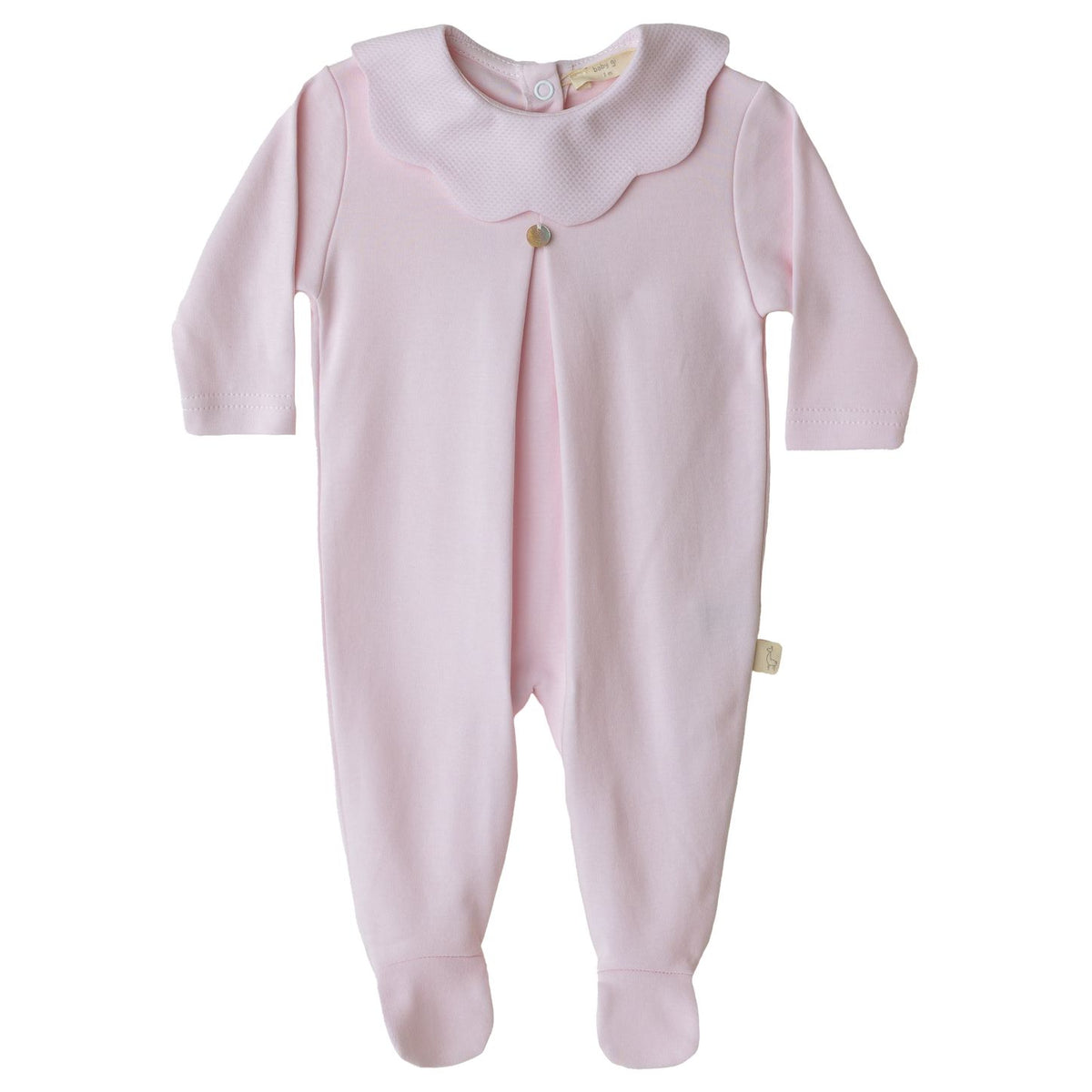 Baby Gi Pink Velour Scallop Collar Babygrow