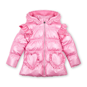 A Dee Girls Liliana Pink Frill Heart Coat