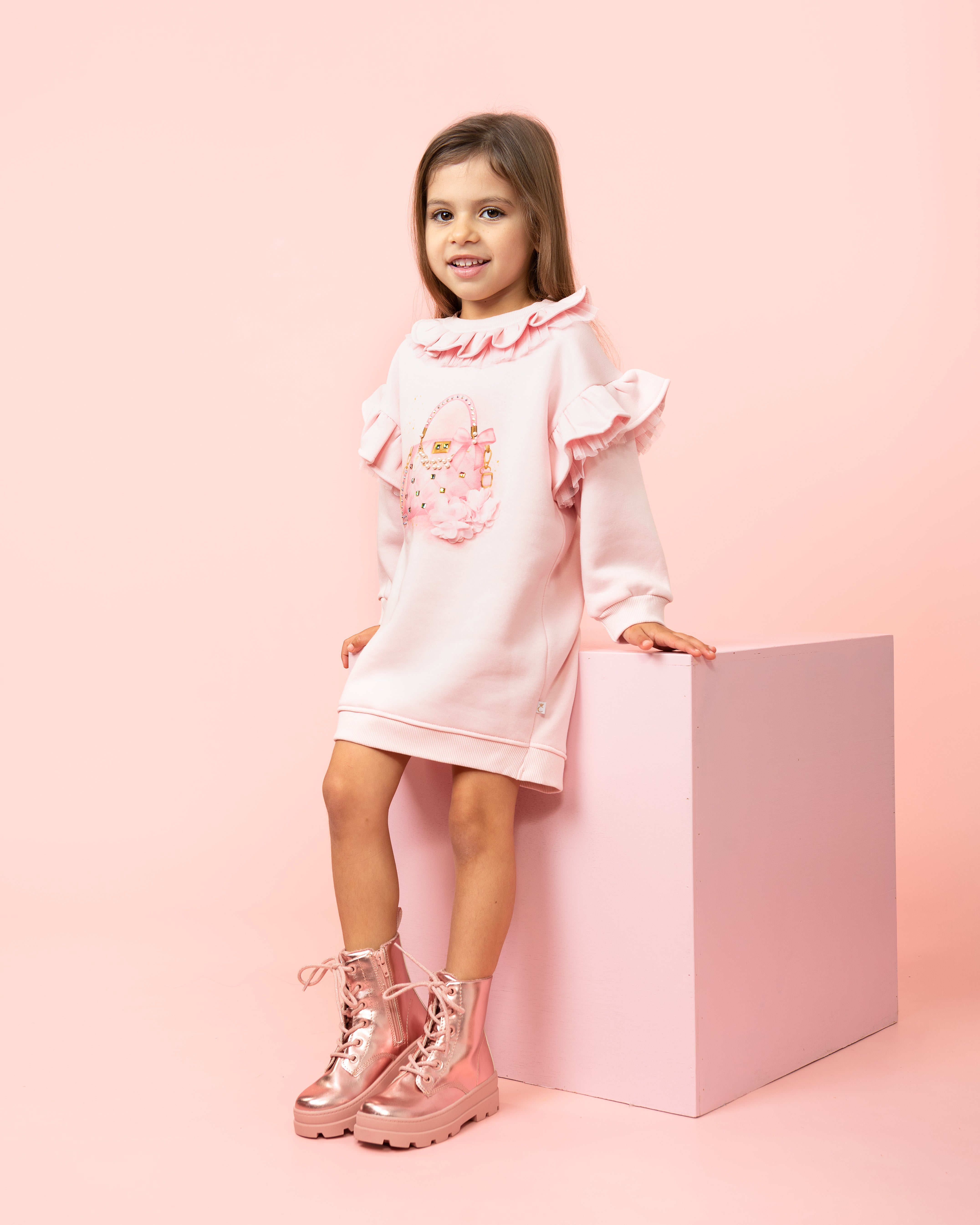 Girls pink jumper dress on sale