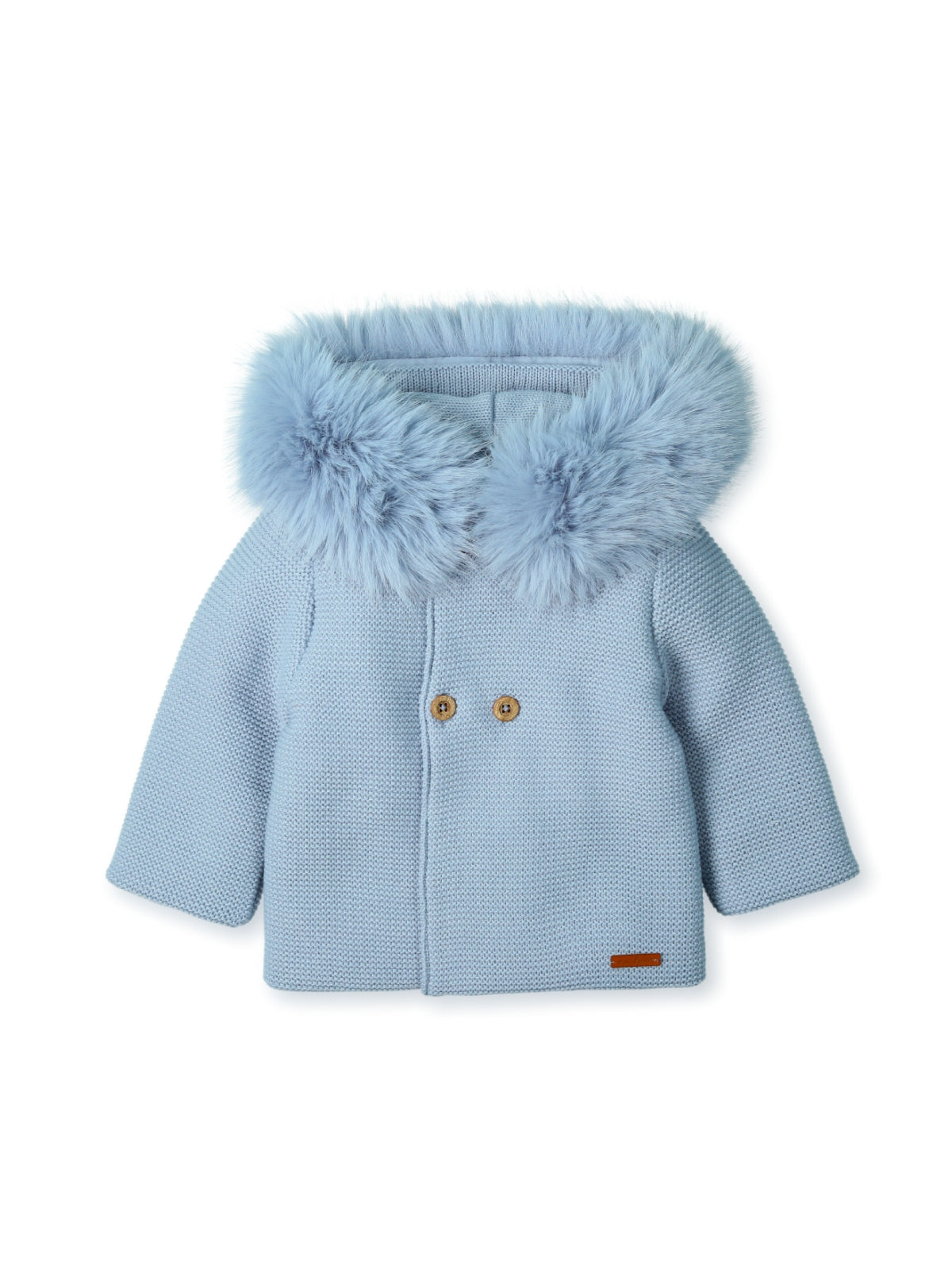 Mac Ilusion Baby Blue Fur Trim Knit Jacket
