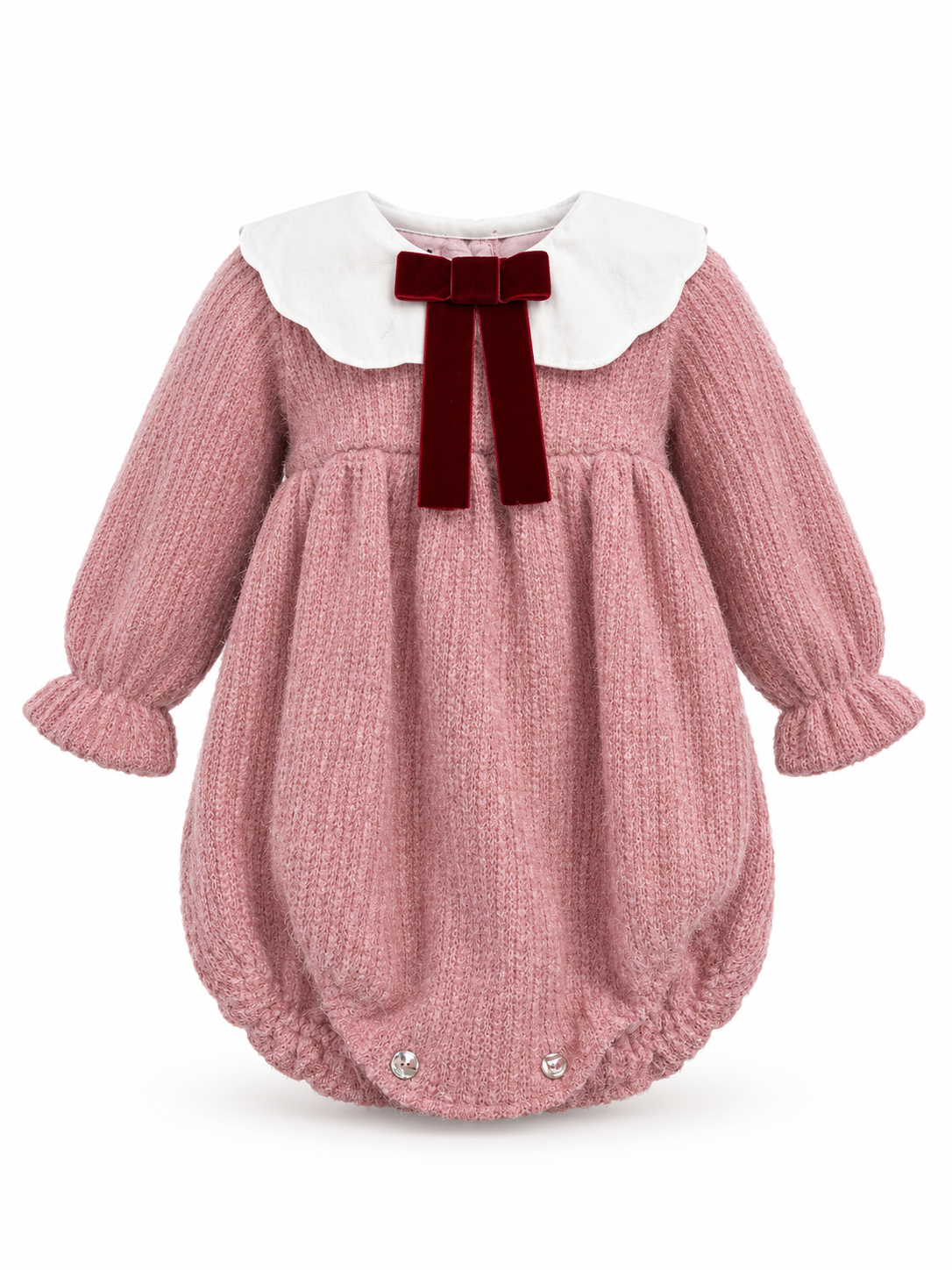 Phi Baby Pink/Burgundy Bow Romper