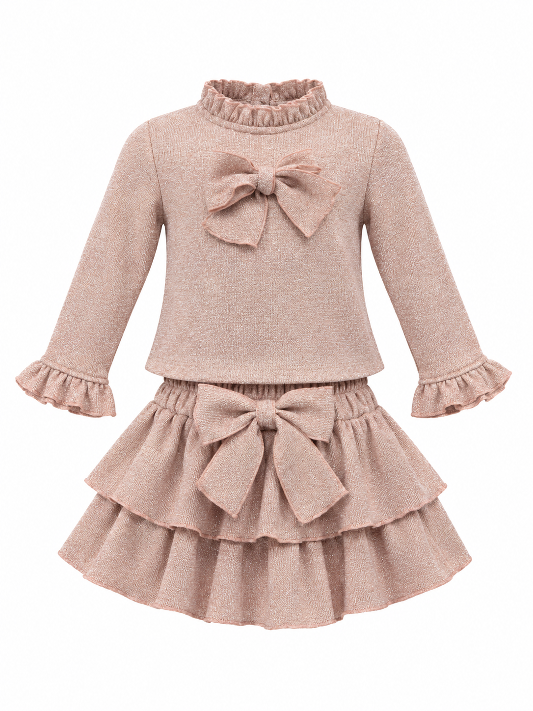 Phi Girls Pink Glitter Bow Shorts Set