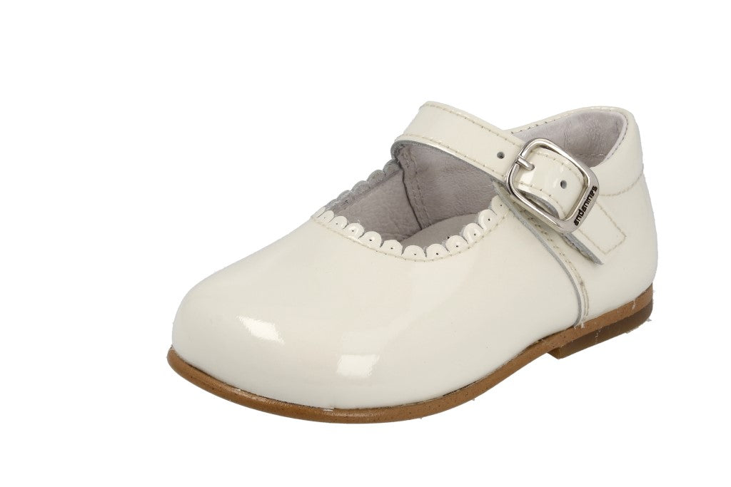 Andanines Ivory Patent Mary Jane Shoes