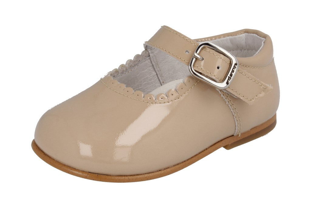 Andanines Beige Patent Mary Jane Shoes