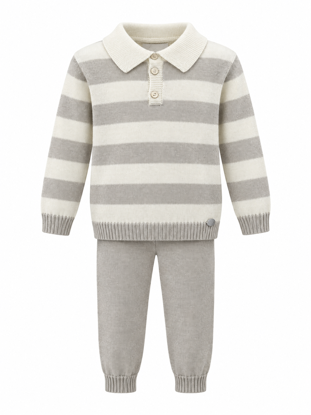 Martin Aranda Beige Stripe Knit Polo Outfit