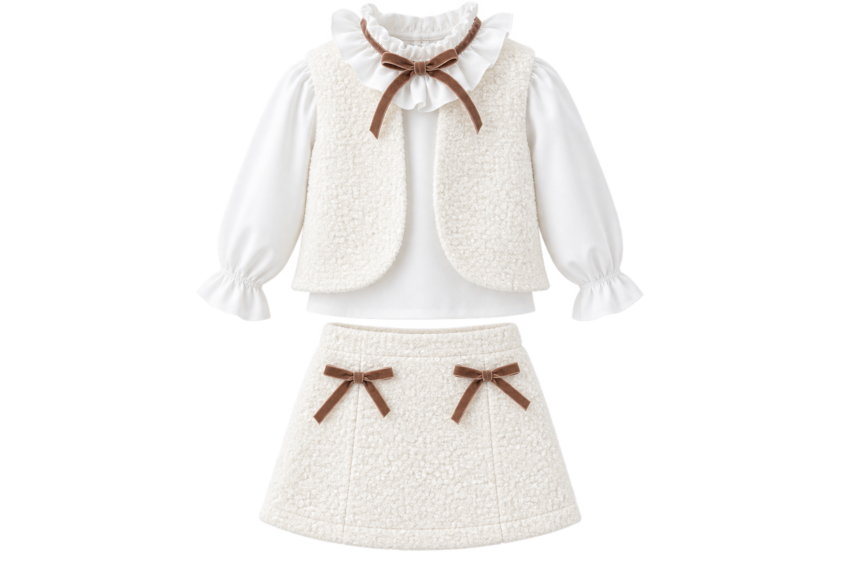 Puro Mimo Ivory Boucle Skirt Set