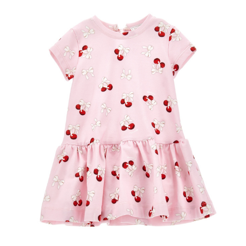Monnalisa Baby Pink Cherry Print Dress