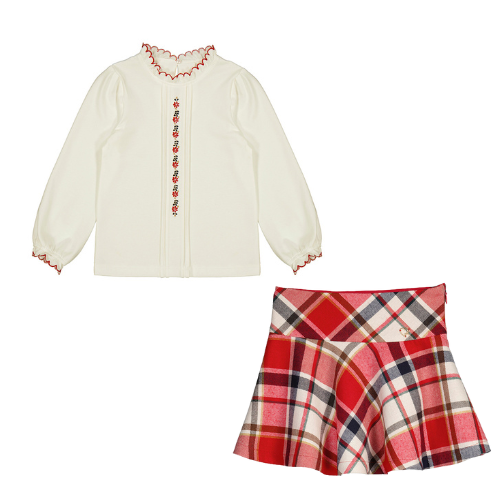 Mayoral Girls Tartan Skirt Set