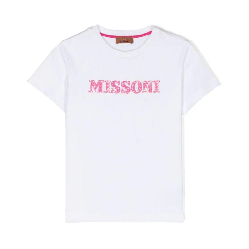 Missoni Girls White & Pink Logo T-Shirt