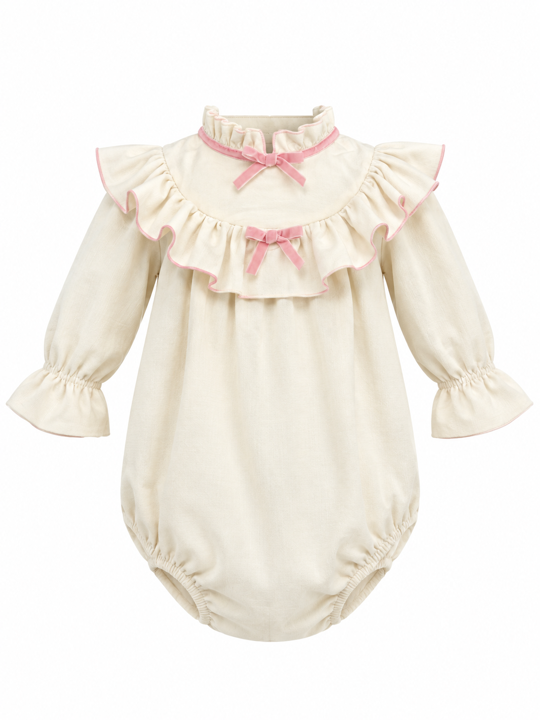 Phi Baby Cream/Pink Bow Romper