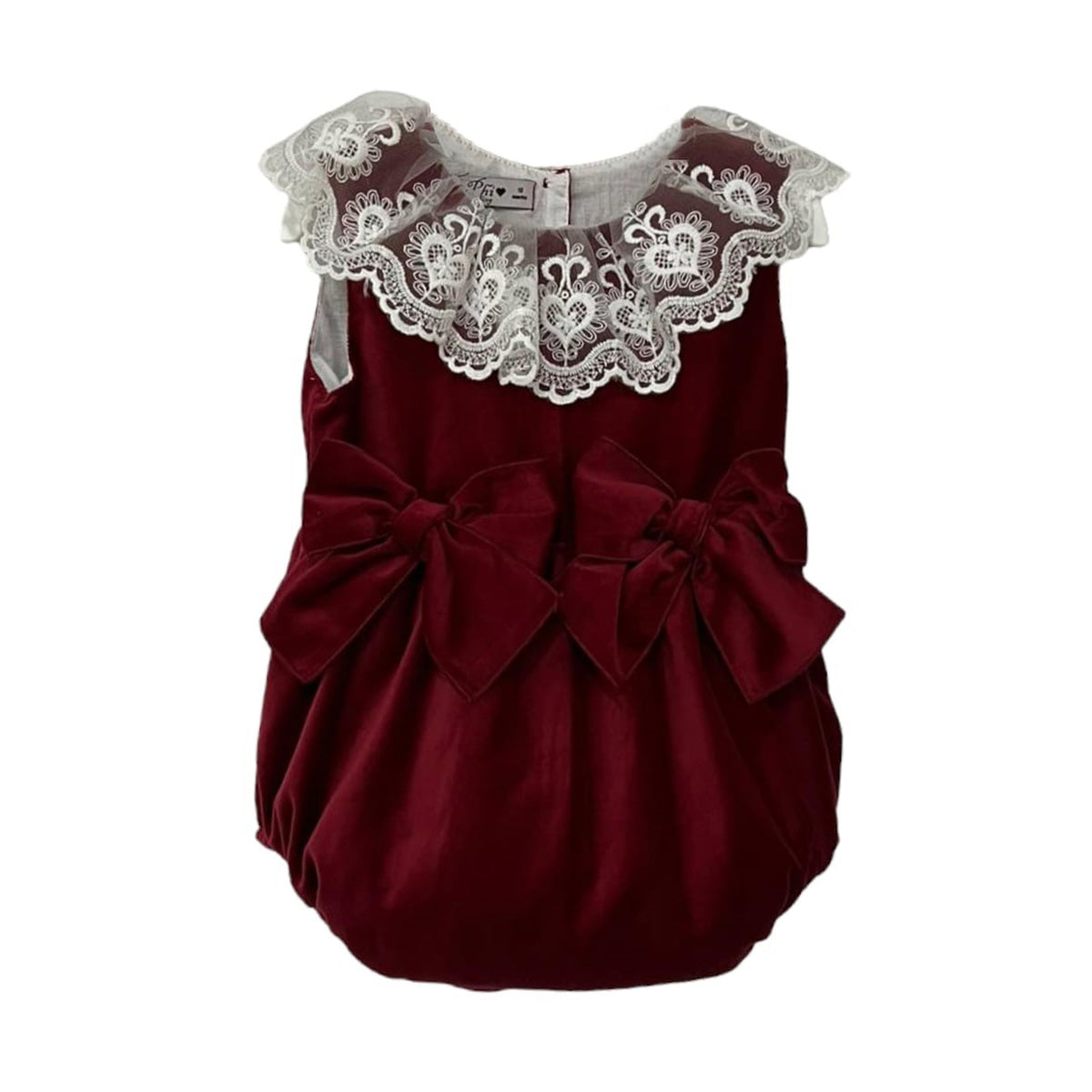 Phi Red Velvet Lace Collar Romper