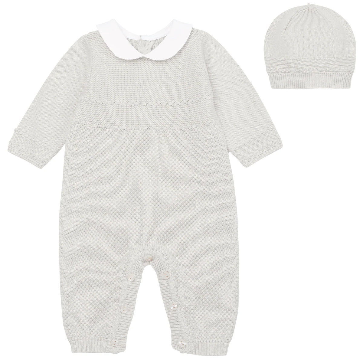 Emile et Rose Boys Beige Knit Romper & Hat