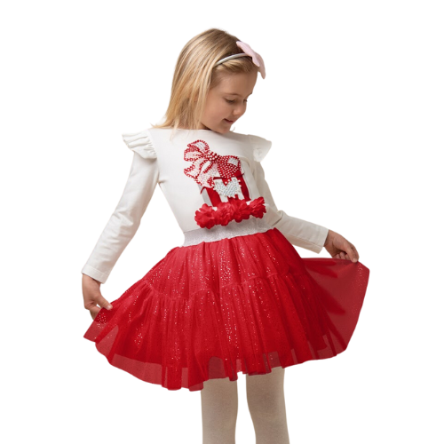 Caramelo Red Present Tulle Skirt Set