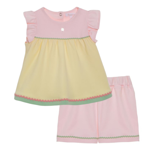 Patachou Baby Pink Colourblock Shorts Set