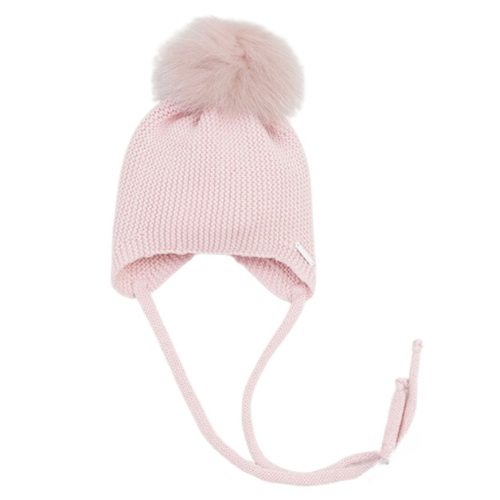 Pangasa Pink Knit Tie Pom Pom Hat