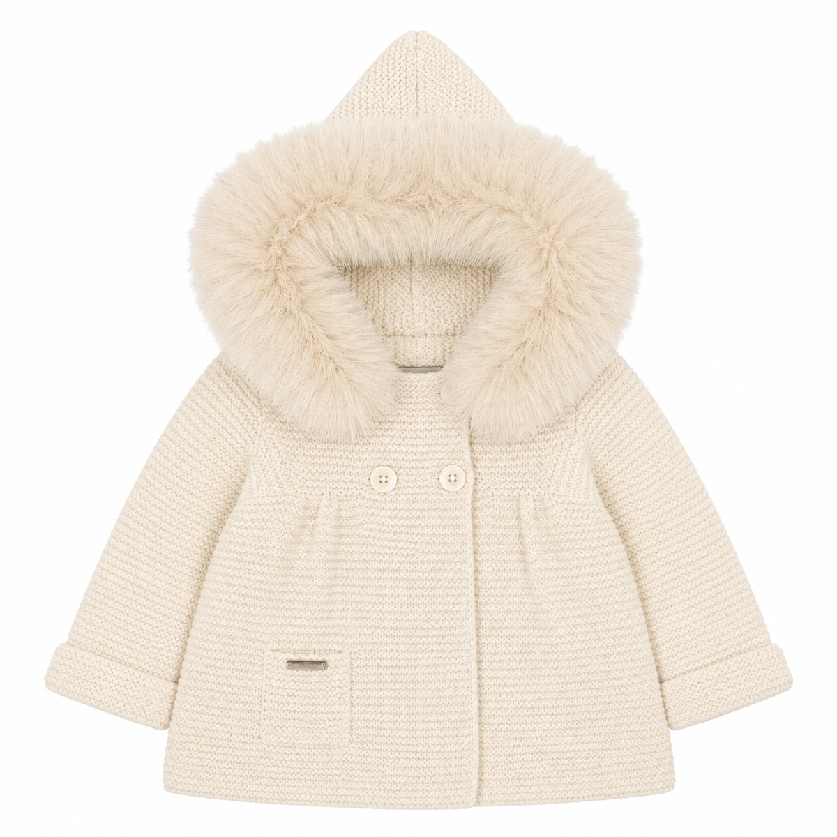 Martin Aranda Beige Fur Hood Knit Jacket