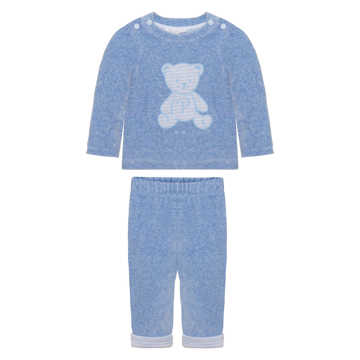 Patachou Baby Boys Blue Velour Teddy Outfit