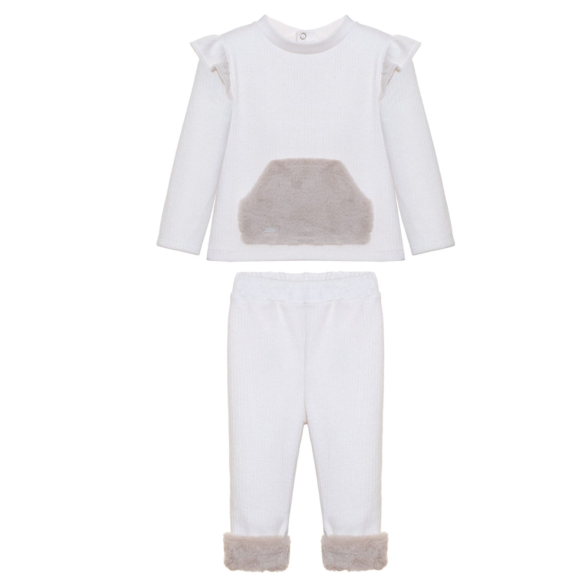 Patachou Baby Girls Ivory Faux Fur Outfit